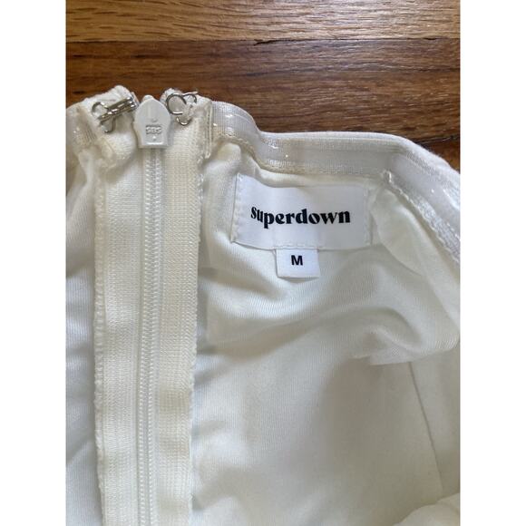 Superdown Gianna Sweathart Split Gown White Maxi Formal Holiday Black Tie Medium - Picture 5 of 14